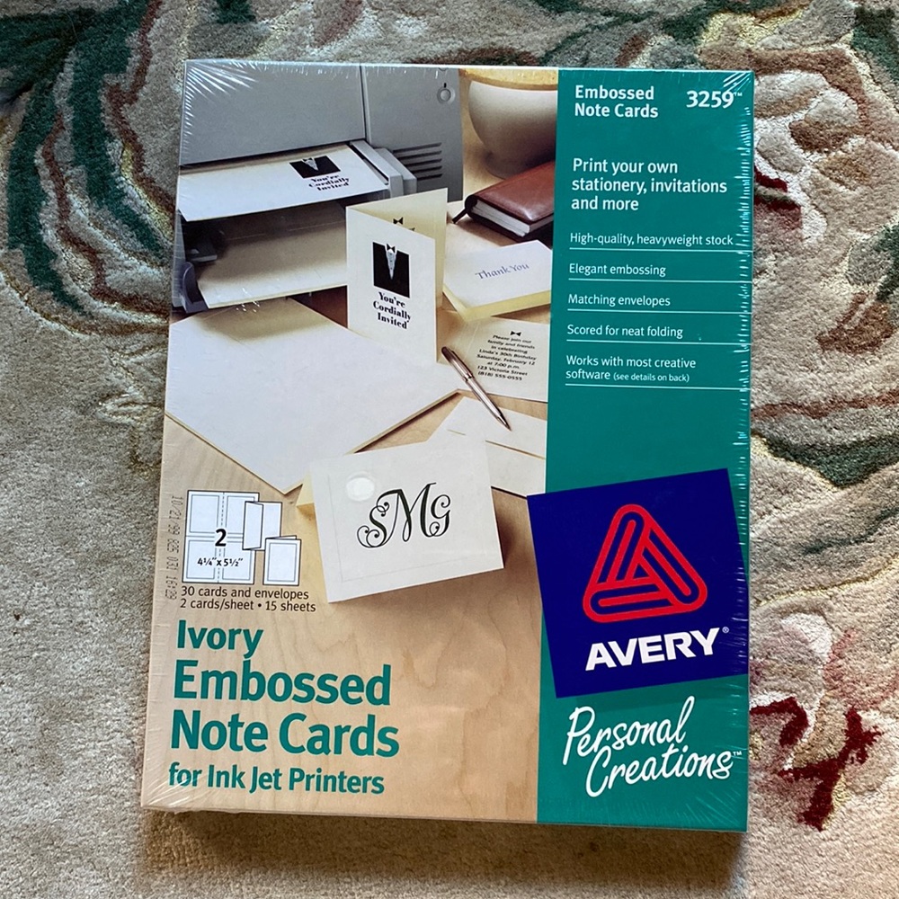 Ivory Embossed Note Cards For Ink Jet Printers blank stationary